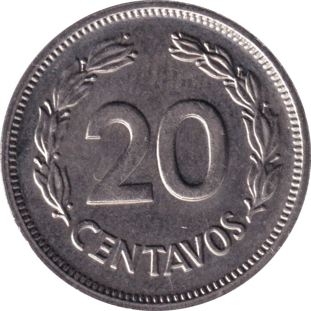 20 centavos - Grandes armoiries - Acier nickelé