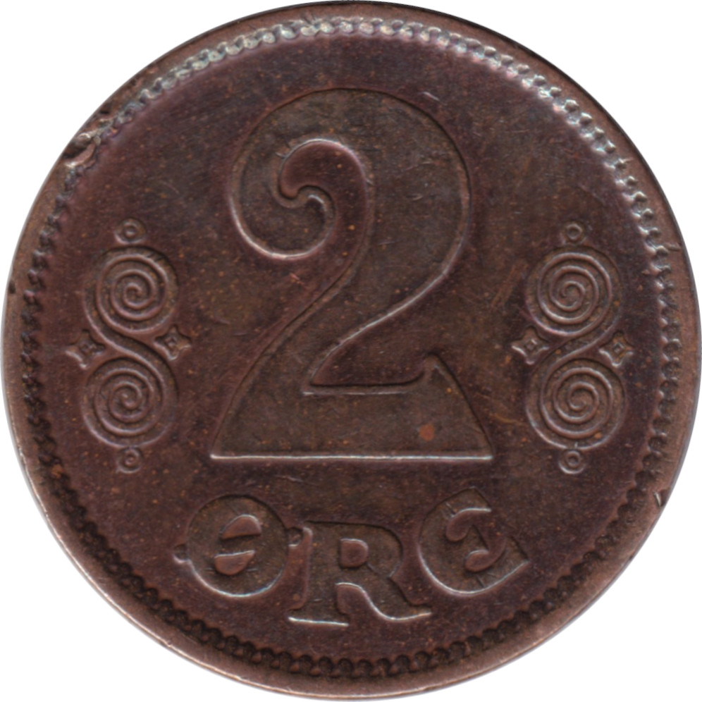 2 ore - Christian X - Monogramme CX - Bronze