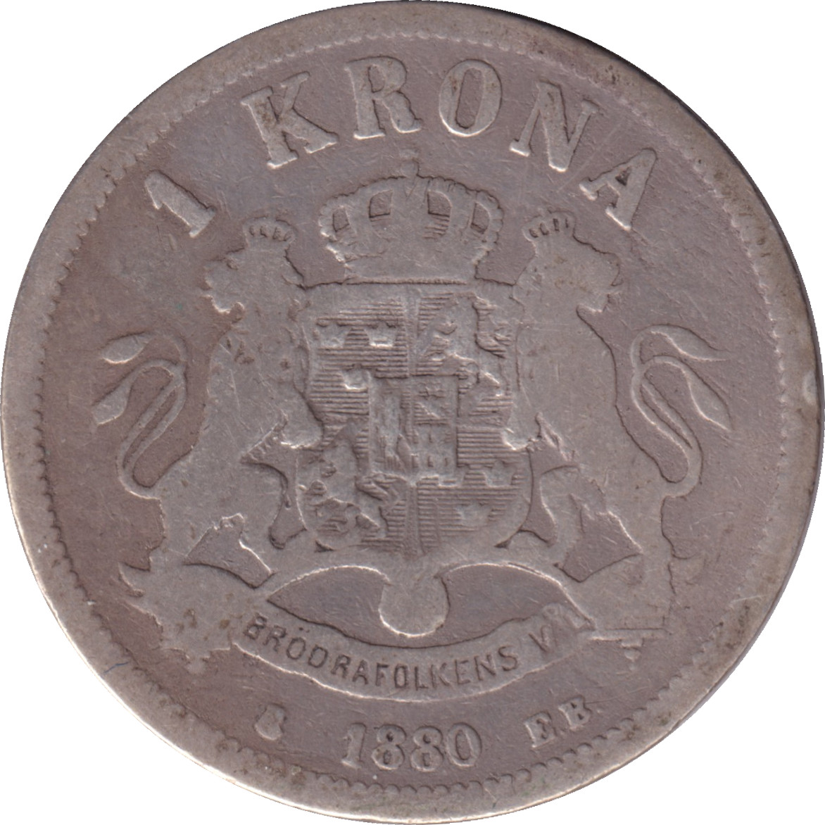 1 krona argent - Oscar II - Tête mature