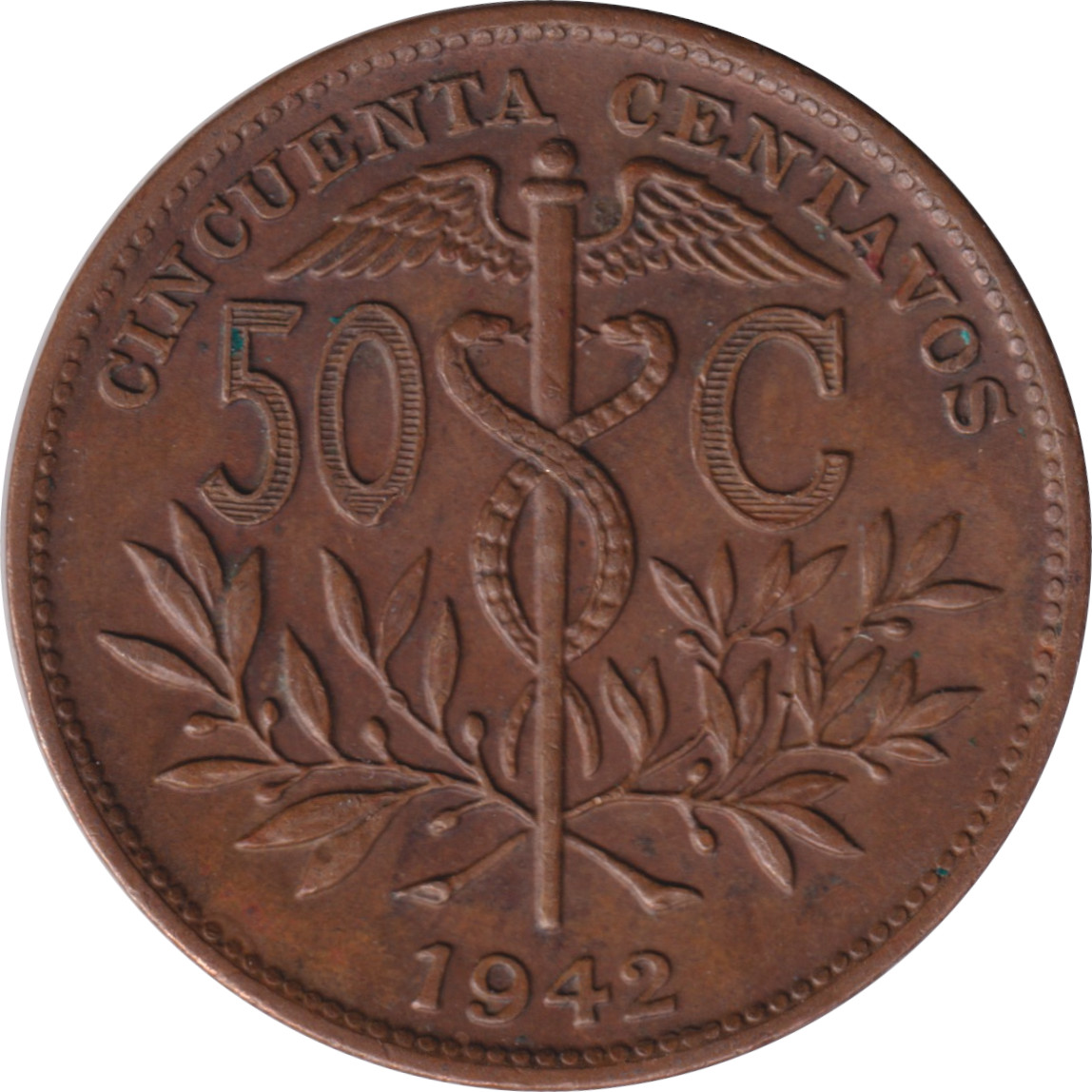 50 centavos - Caducée - Type léger