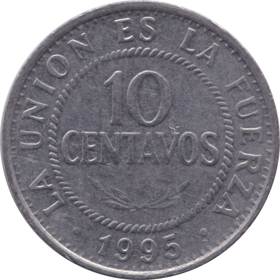 10 centavos - République de Bolivie - Acier inoxydable