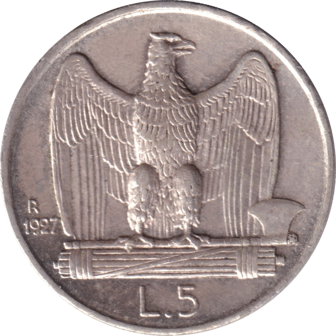 5 lire silver - Victor Emmanuel III - Eagle