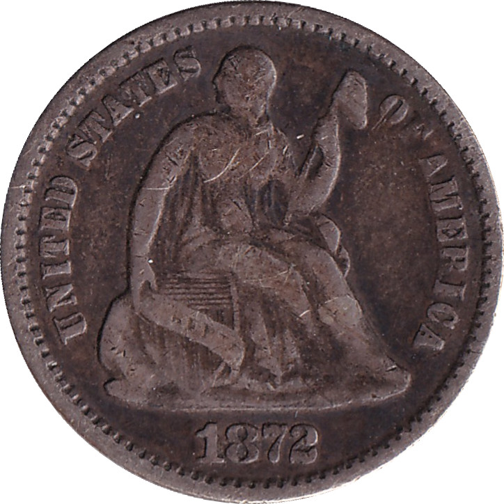 1/2 dime silver - Liberté assise - Légende sur l'avers