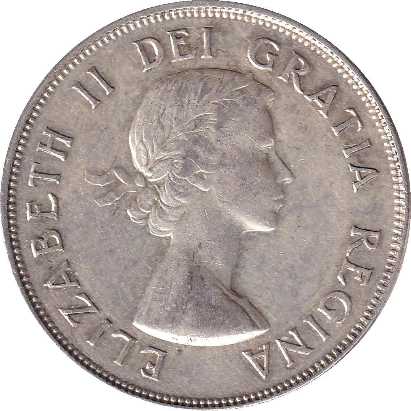 50 cents silver - Elizabeth II - Buste jeune - Grandes armoiries