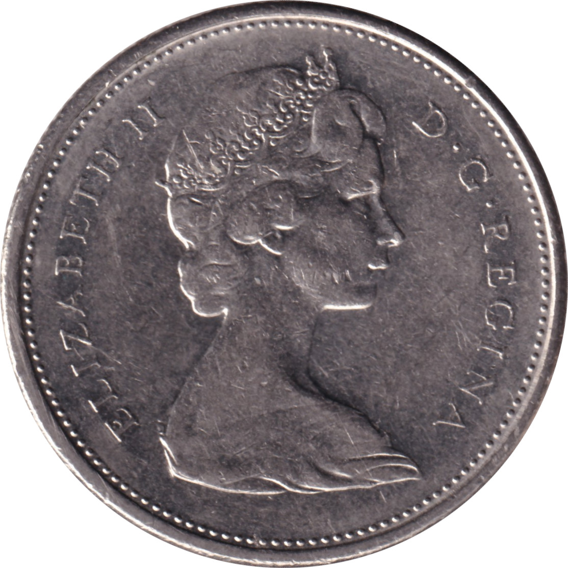 25 cents - Elizabeth II - Buste jeune - Nickel