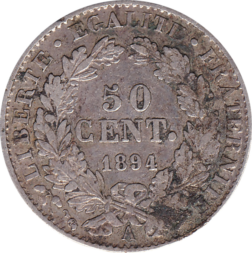 50 centimes silver - Cérès - Troisième République