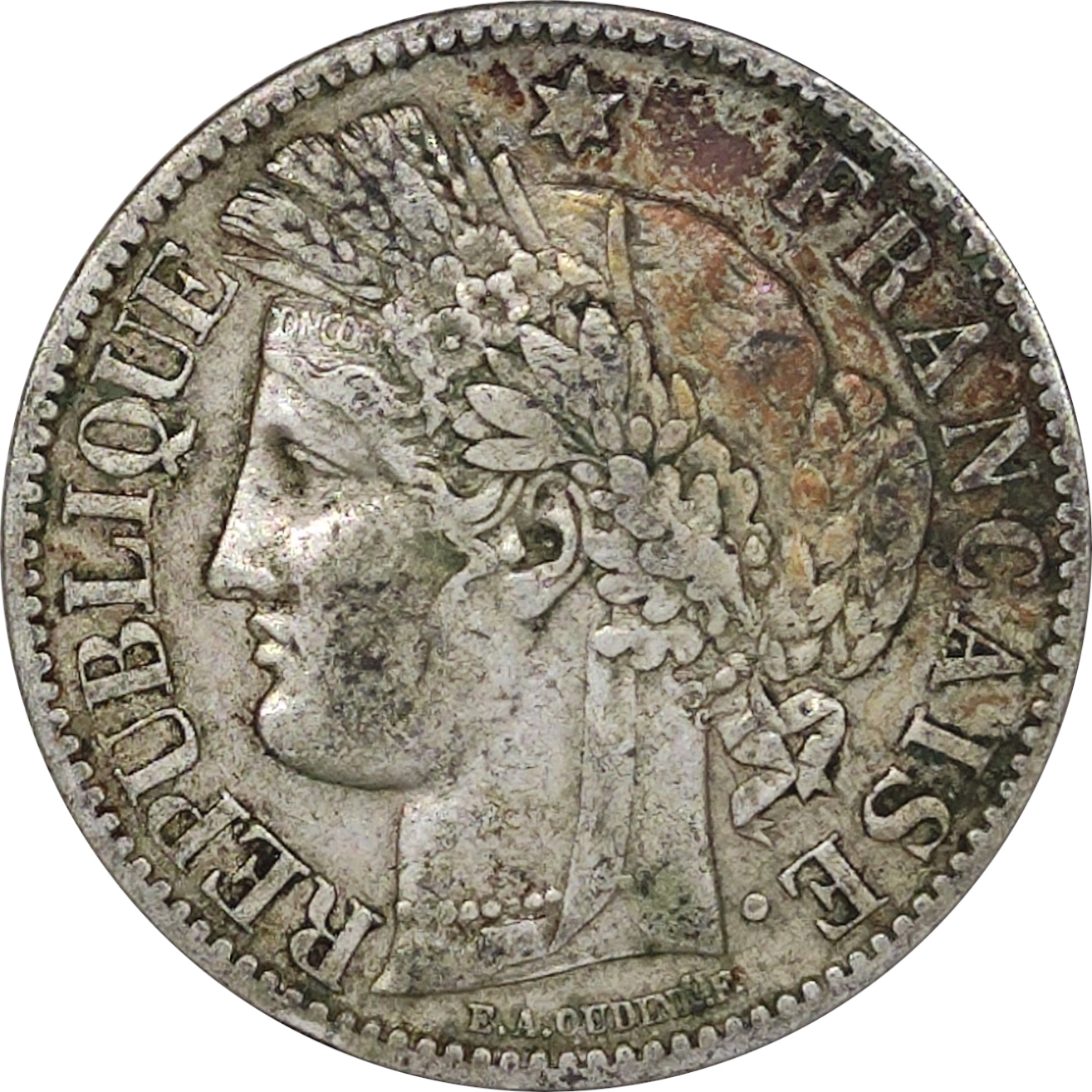 2 francs argent - Cérès - Avec légende