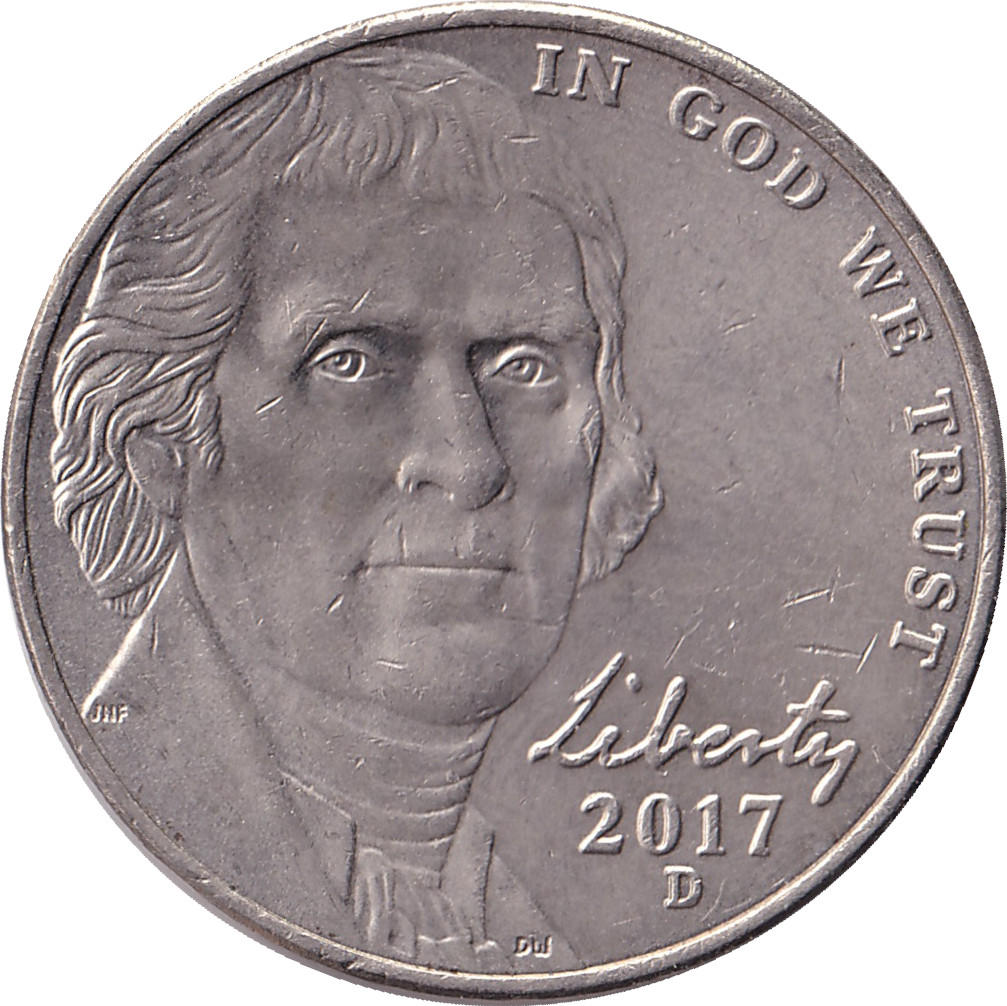 5 cents - Jefferson - De face