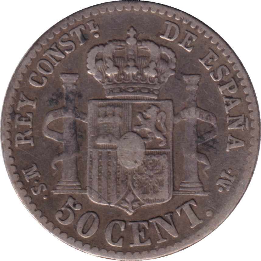 50 centimos argent - Alphonse XII