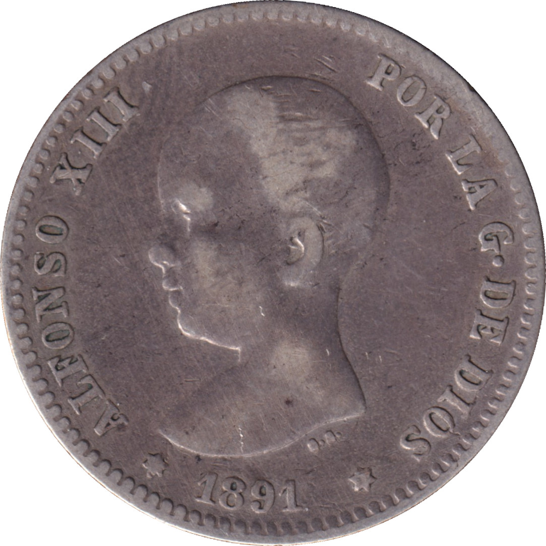 1 peseta silver - Alphonse XIII - Buste juvénile