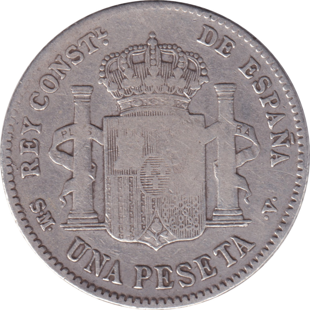 1 peseta argent - Alphonse XIII - Petit buste