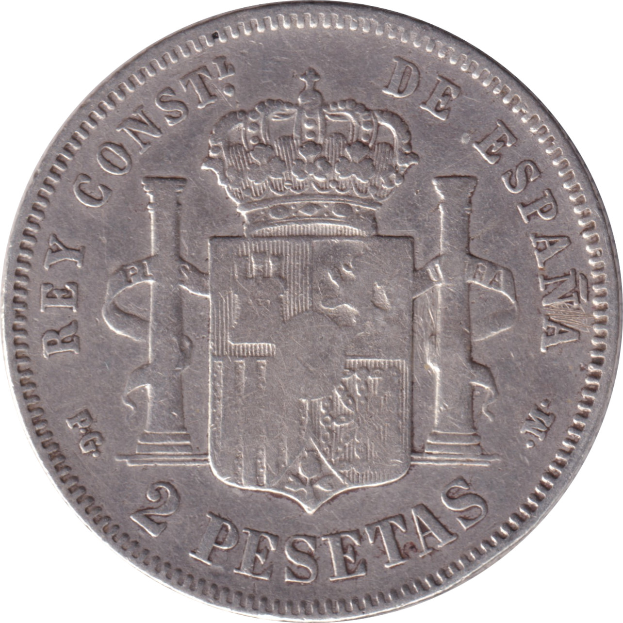 2 pesetas argent - Alphonse XIII - Buste juvénile