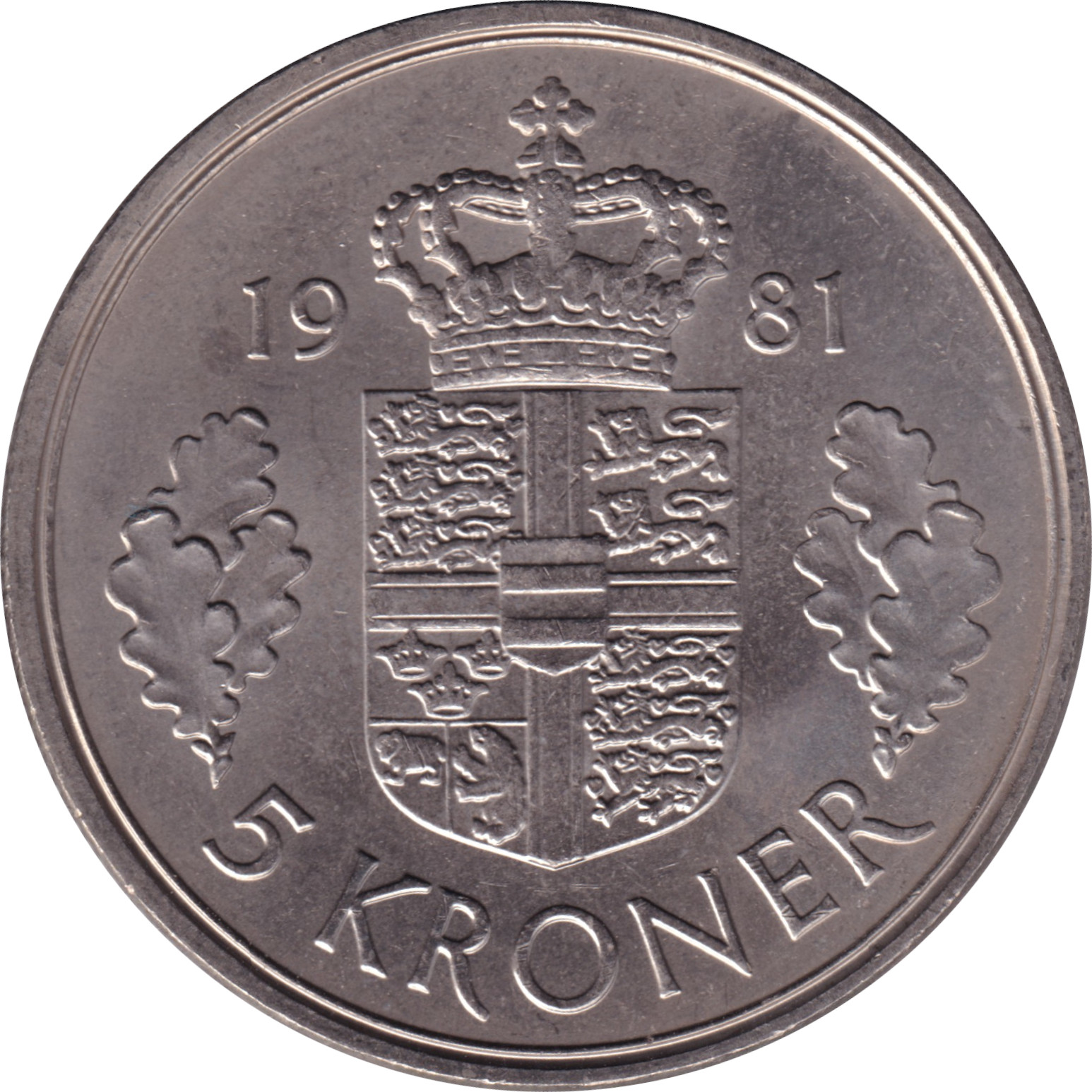 5 kroner - Margrethe II - Shield