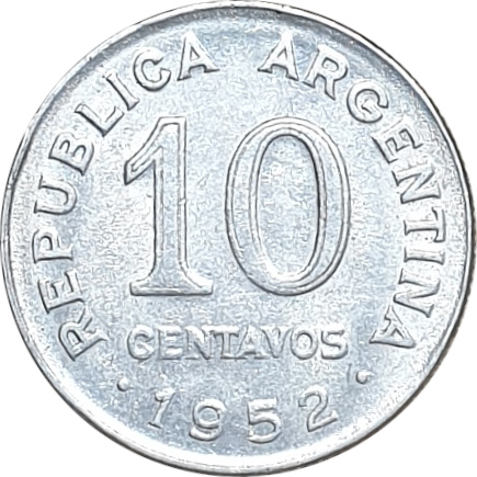 10 centavos - Jose de San Martin - Large bust - Cupronickel