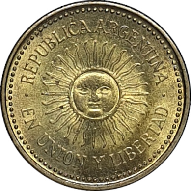 5 centavos - Sun - Brass plate