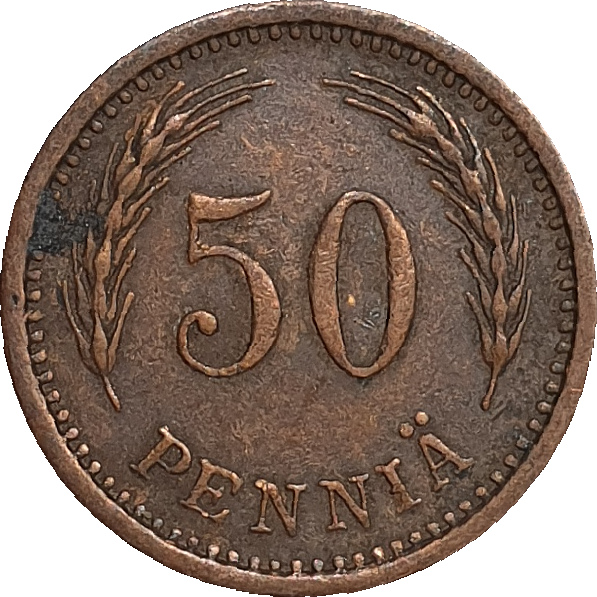 50 pennia - Lion héraldique - Bronze