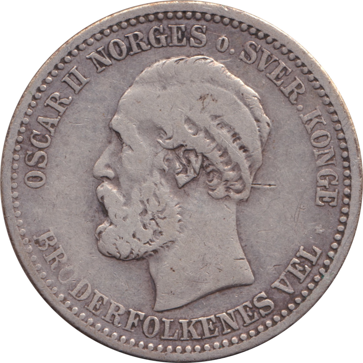 1 krone silver - Oscar II - Sans 30 Sk