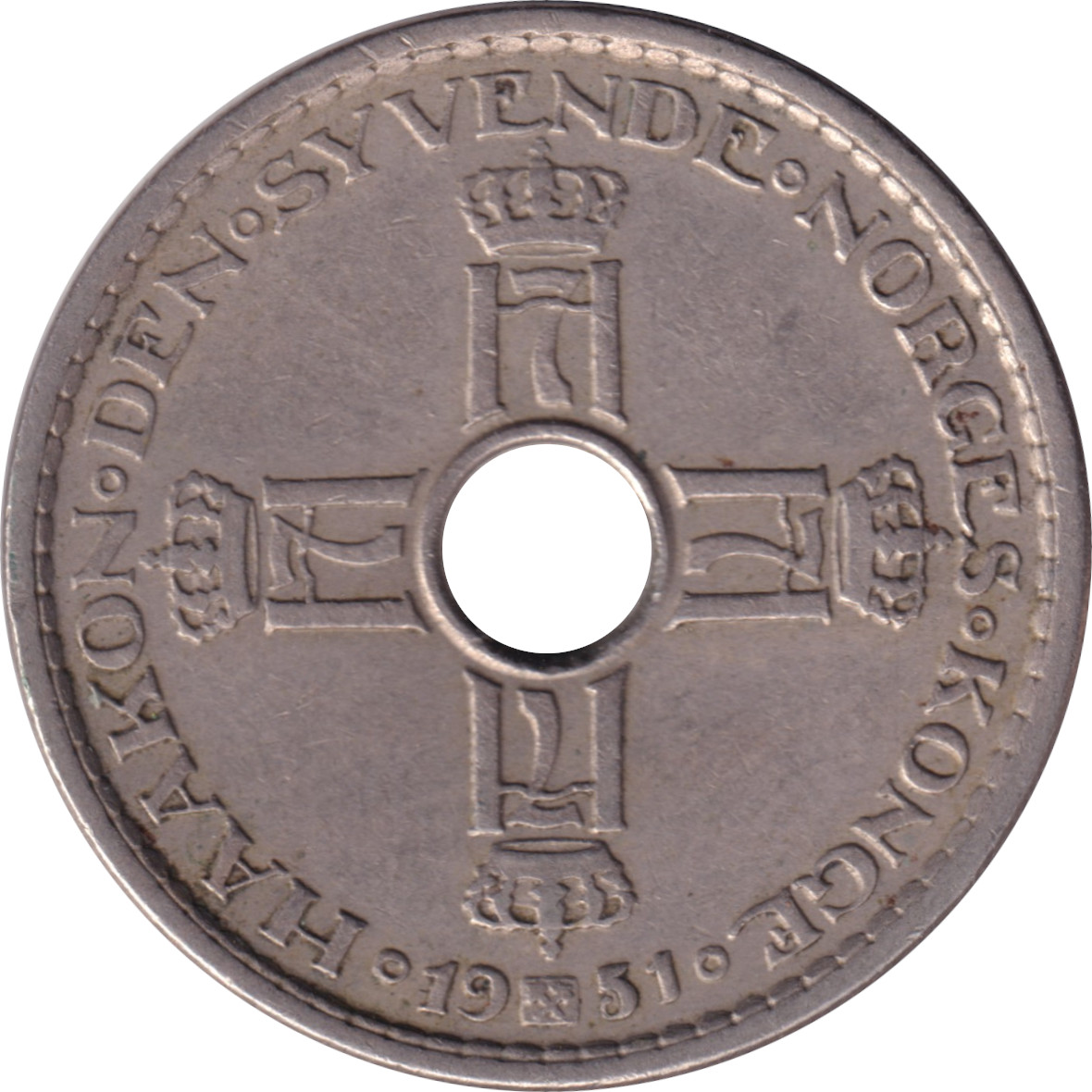 1 krone - Haakon VII - Quatre monogrammes