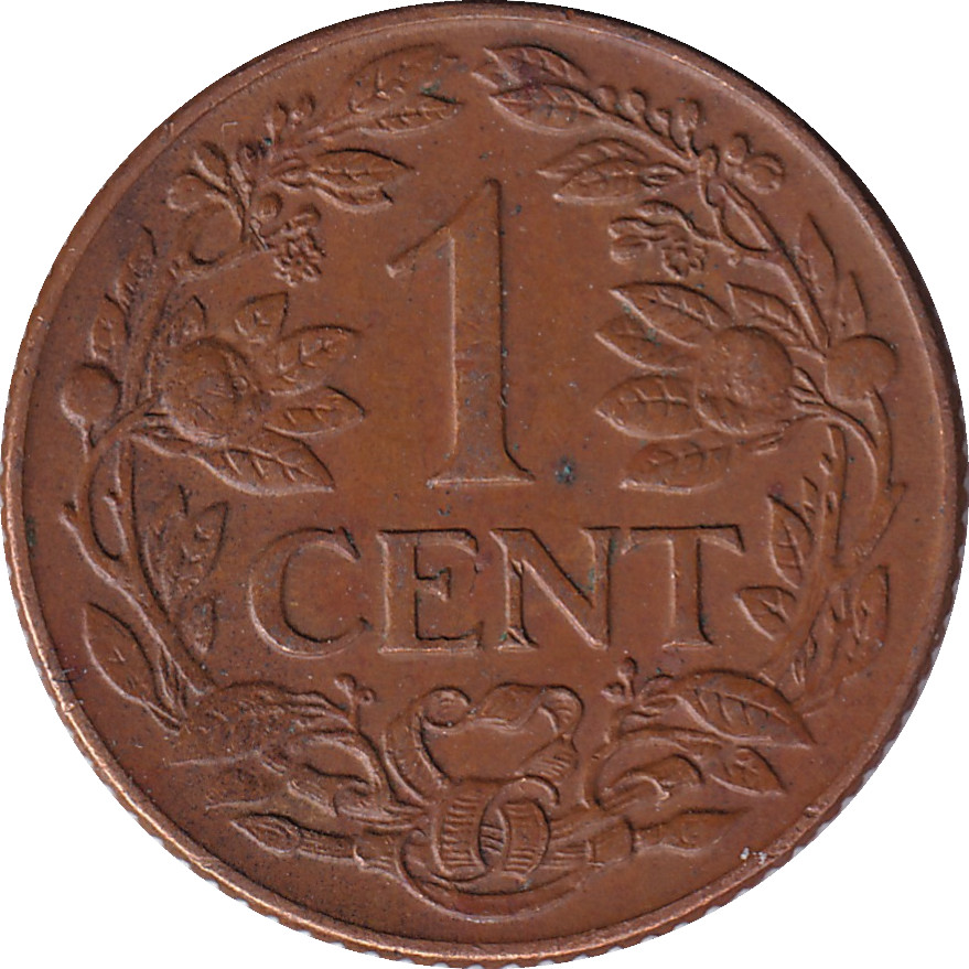 1 cent - Wilhelmina I - Grandes branches - Bronze