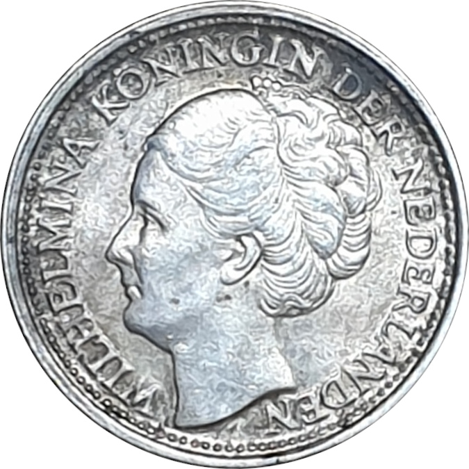 10 cents silver - Wilhelmina I - Mature head