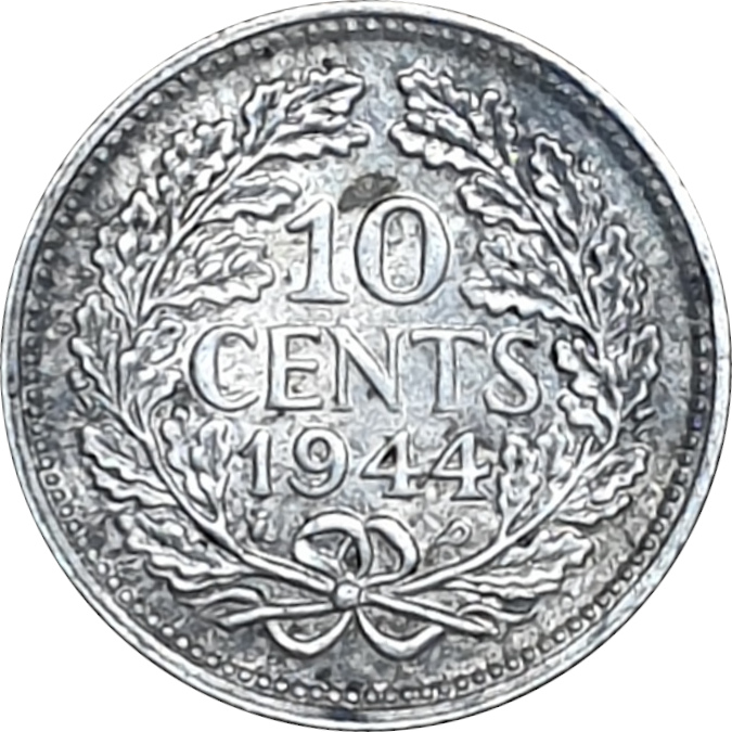 10 cents silver - Wilhelmina I - Mature head