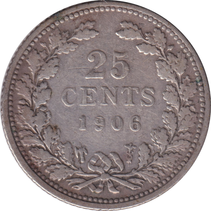 25 cents argent - Wilhelmina I - Tête enfantine