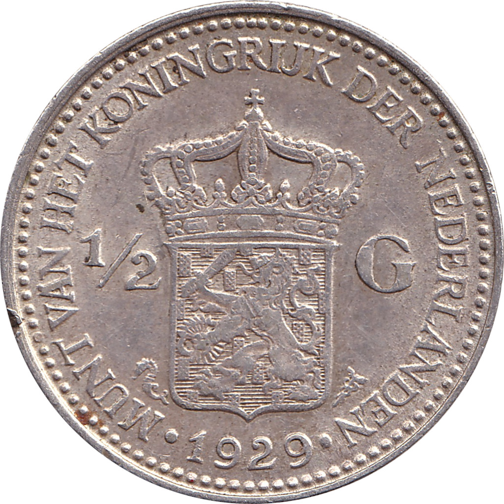 1/2 gulden argent - Wilhelmina I - Tête mature