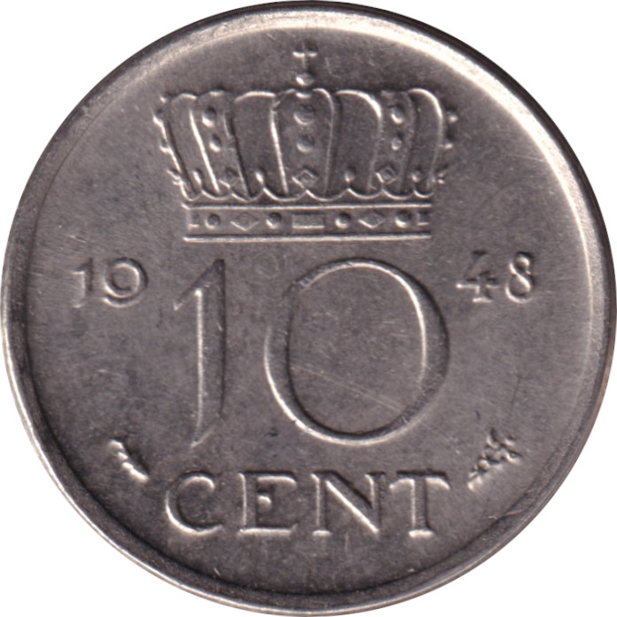 10 cents - Wilhelmina I - Tête agée