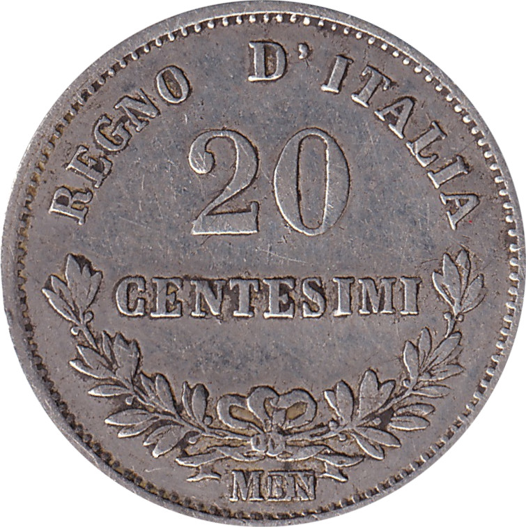 20 centesimi silver - Victor Emmanuel II - Branches