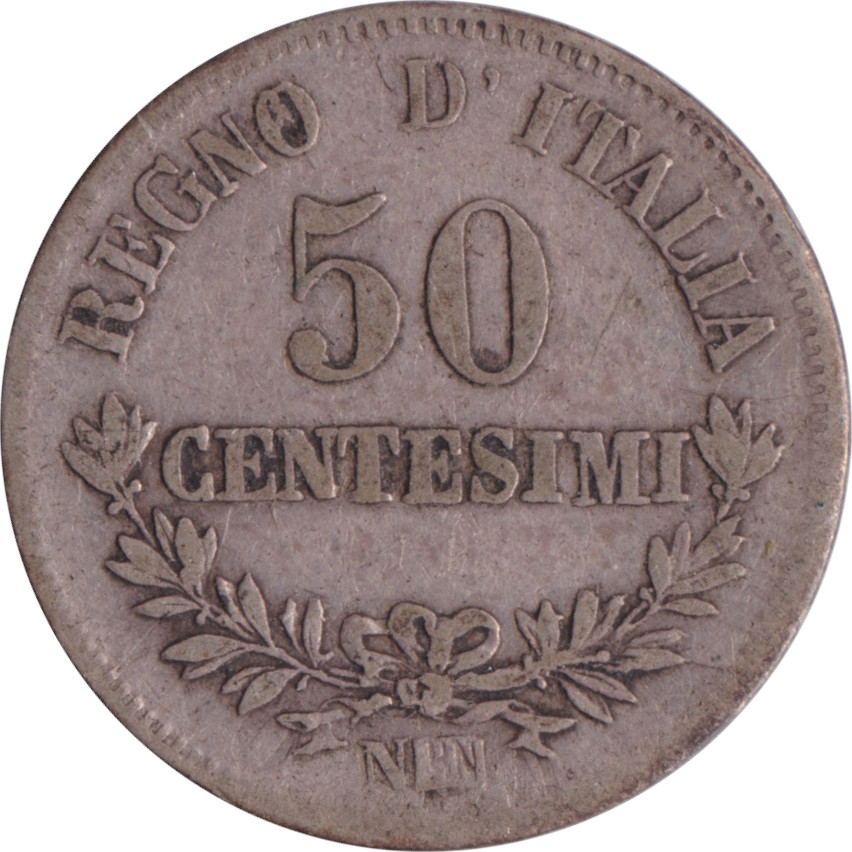 50 centesimi argent - Victor Emmanuel II - Branches