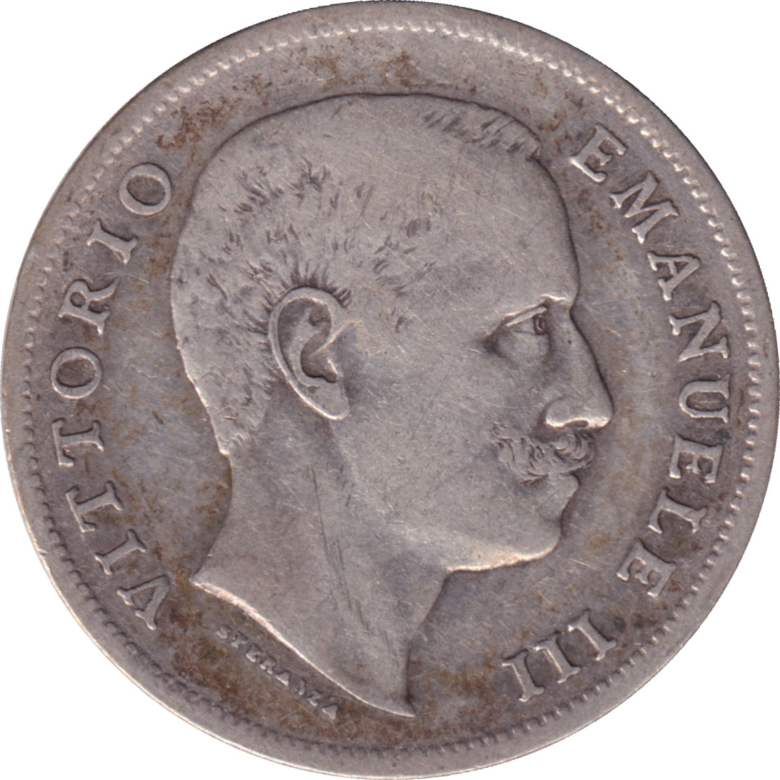 1 lira silver - Victor Emmanuel III - Eagle