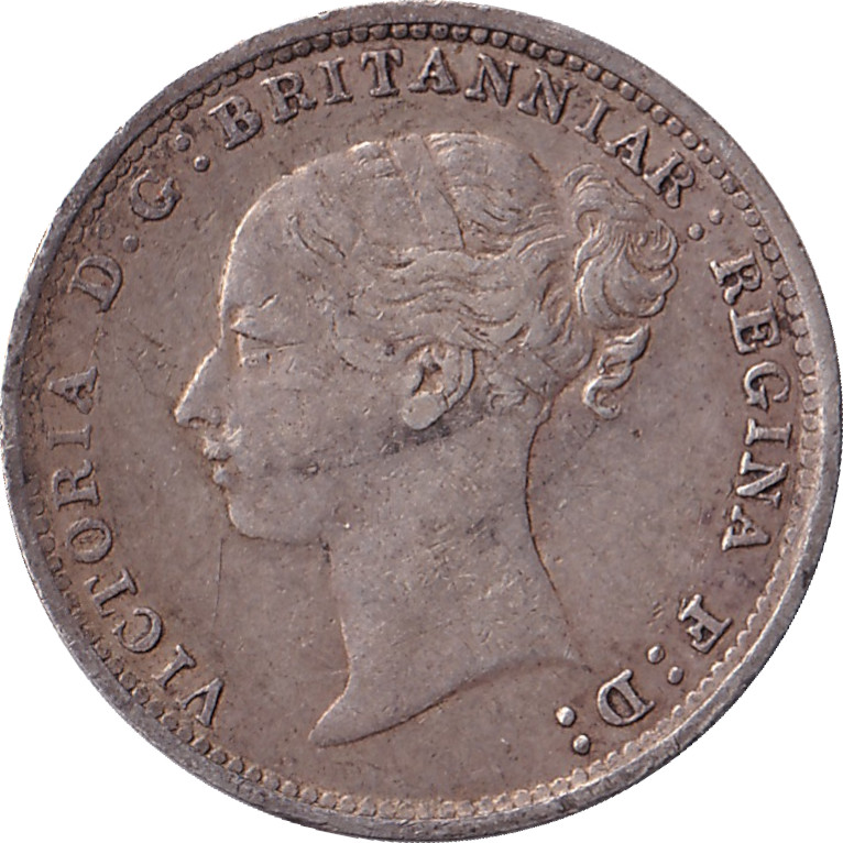 3 pence argent - Victoria - Tête jeune