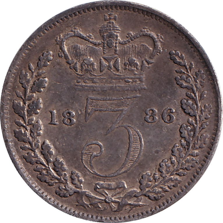 3 pence argent - Victoria - Tête jeune