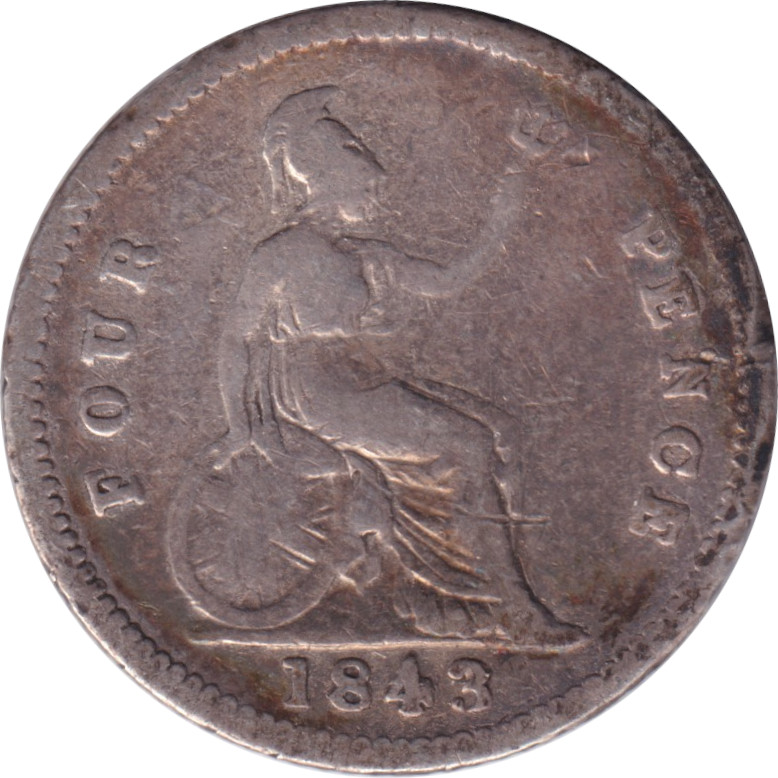 4 pence argent - Victoria - Tête jeune