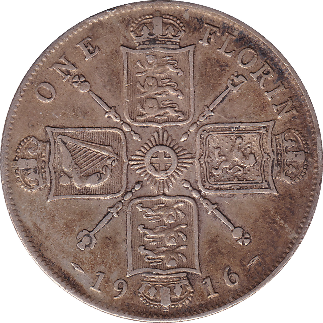 1 florin silver - George V - Petite légende