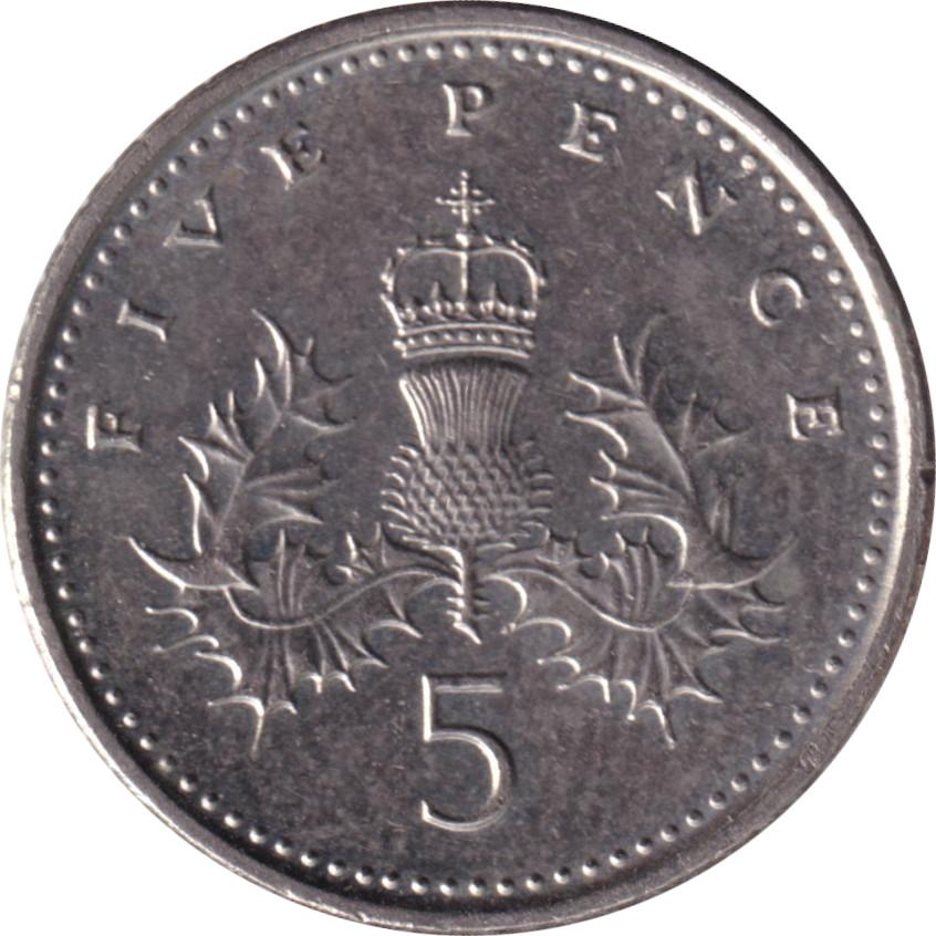 5 pence - Elizabeth II - Tête mature - Petit module