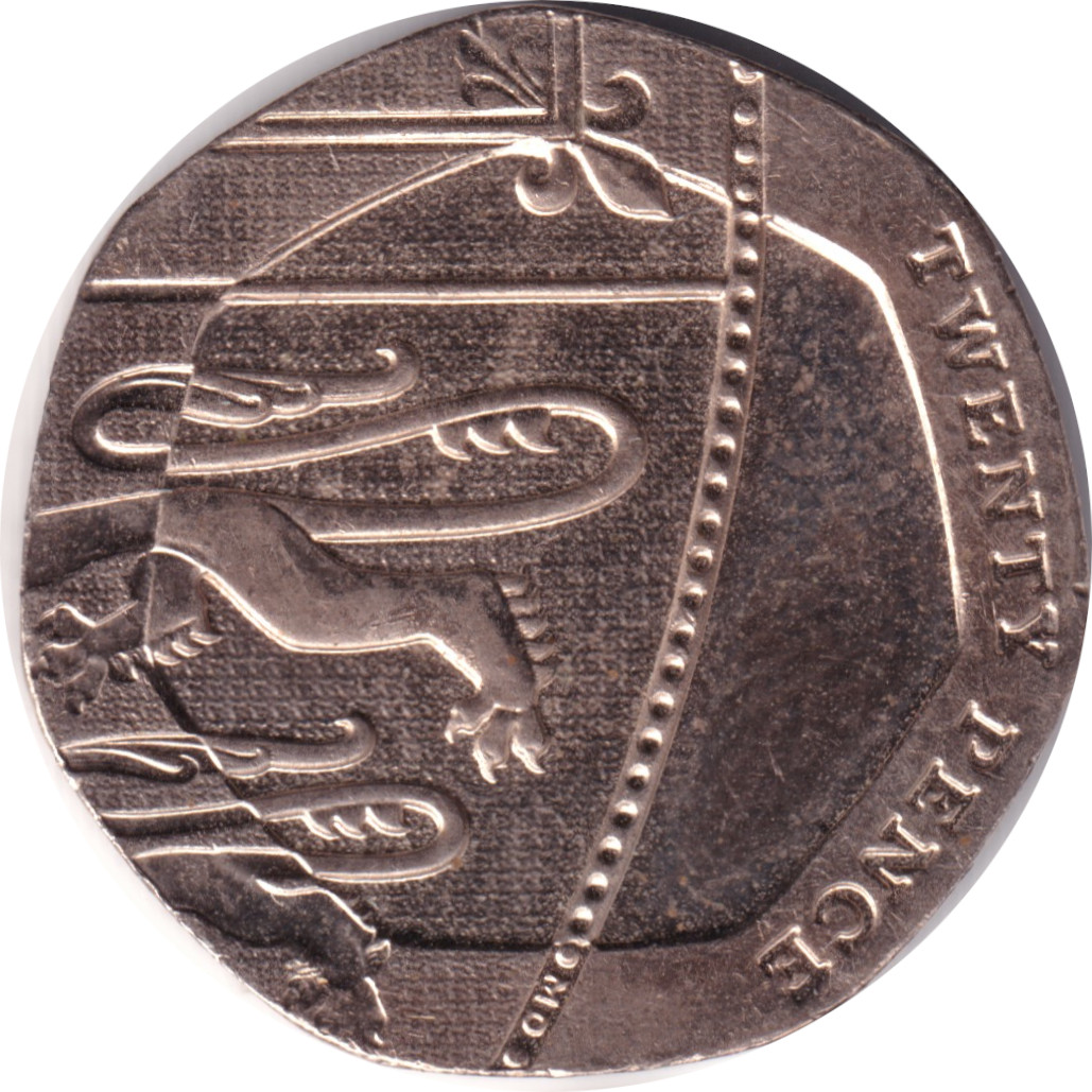 20 pence - Elizabeth II - Tête agée - Blason