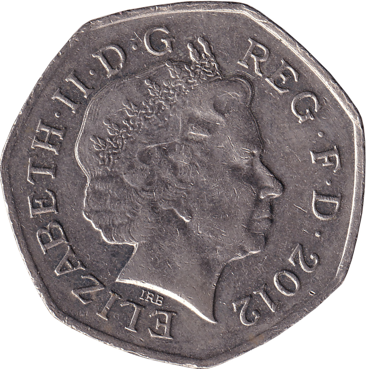 50 pence - Elizabeth II - Tête agée - Blason