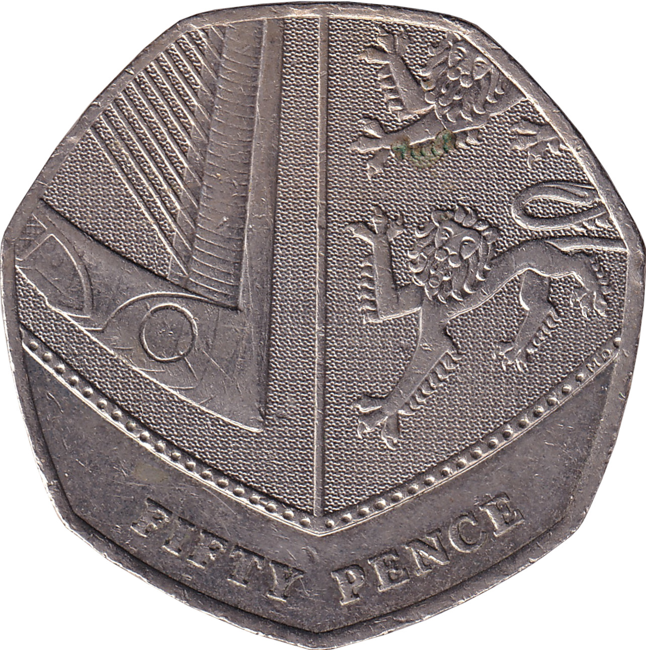 50 pence - Elizabeth II - Tête agée - Blason