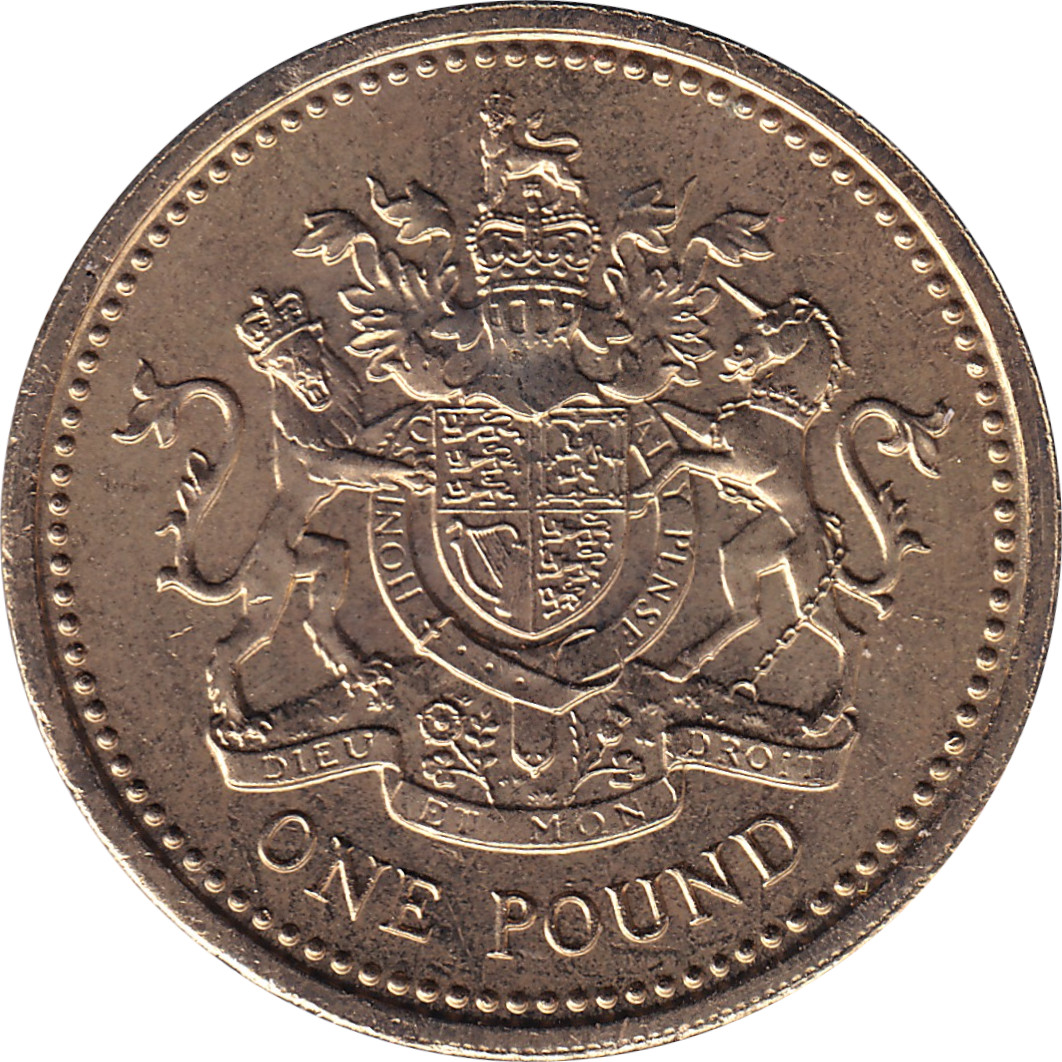 1 pound - Elizabeth II - Buste jeune - Armoiries du Royaume-Uni