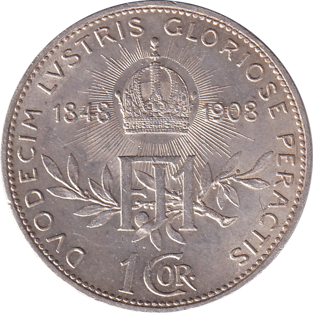 1 corona silver - Franz Joseph I - 60 years of reign