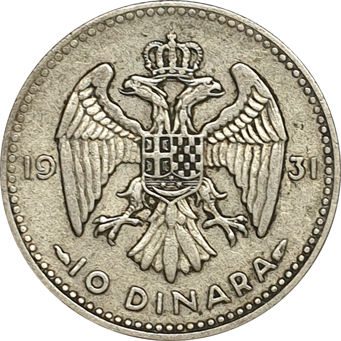 10 dinara silver - Young head