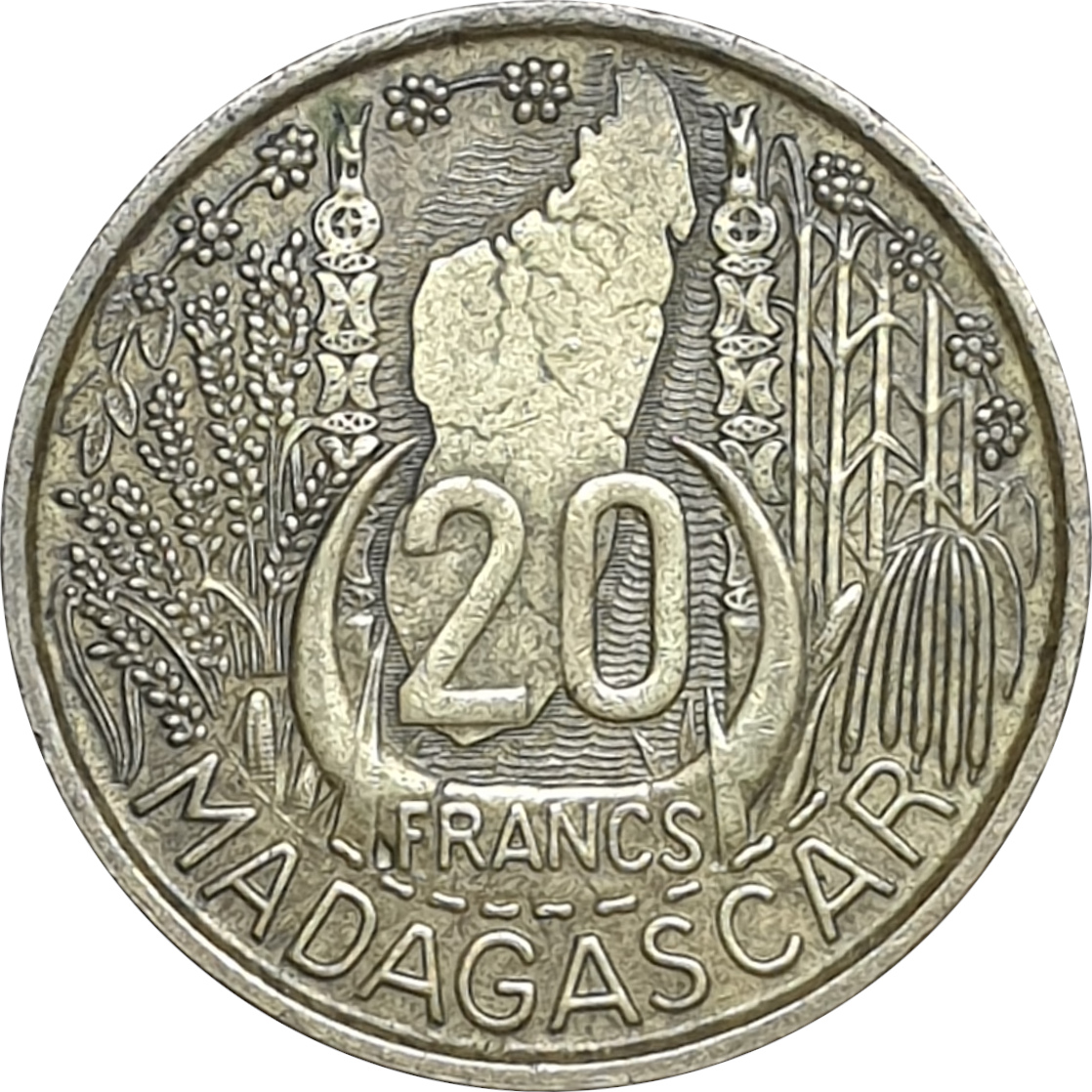 20 francs - Map of Madagascar