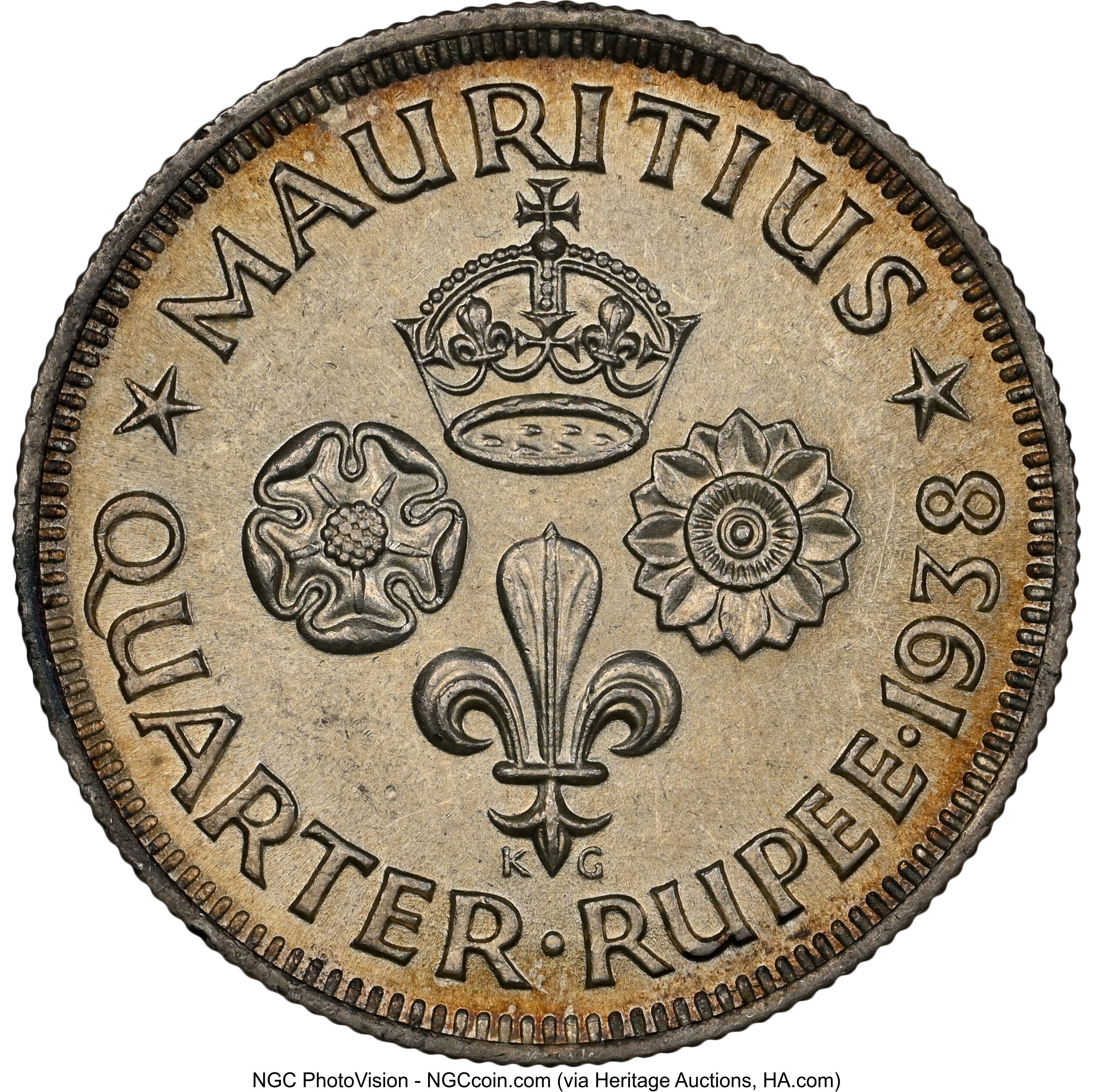 1/4 rupee argent - Georges VI - Empereur