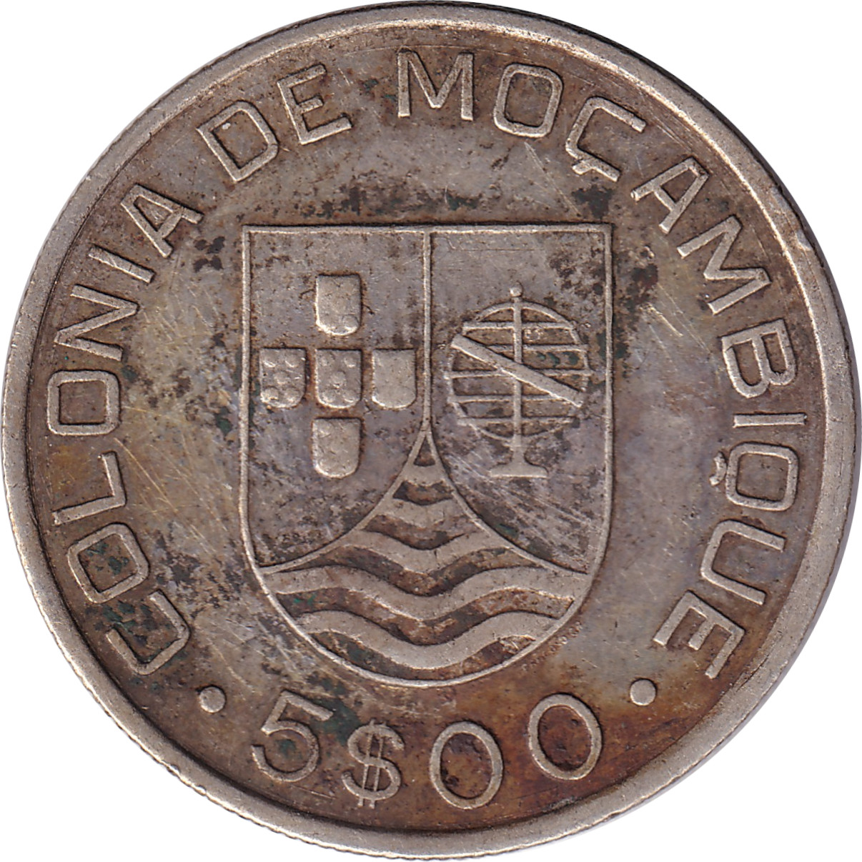 5 escudos silver - Colonia de Mocambique - Grand blason