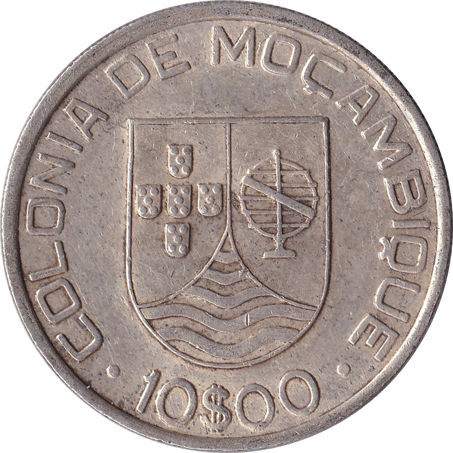 10 escudos silver - Colonia de Mocambique - Grand blason