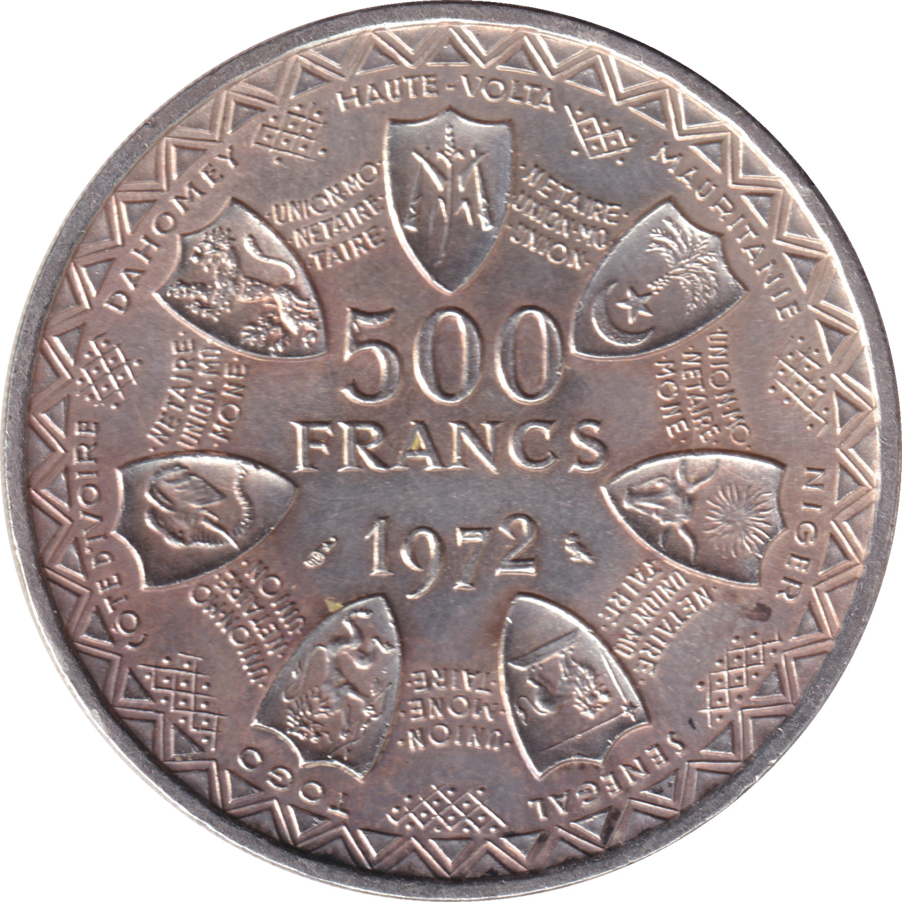 500 francs argent - Union monétaire - 10 ans