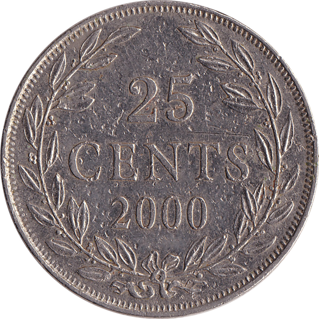 25 cents - Seconde tête de la République - Nickel plate