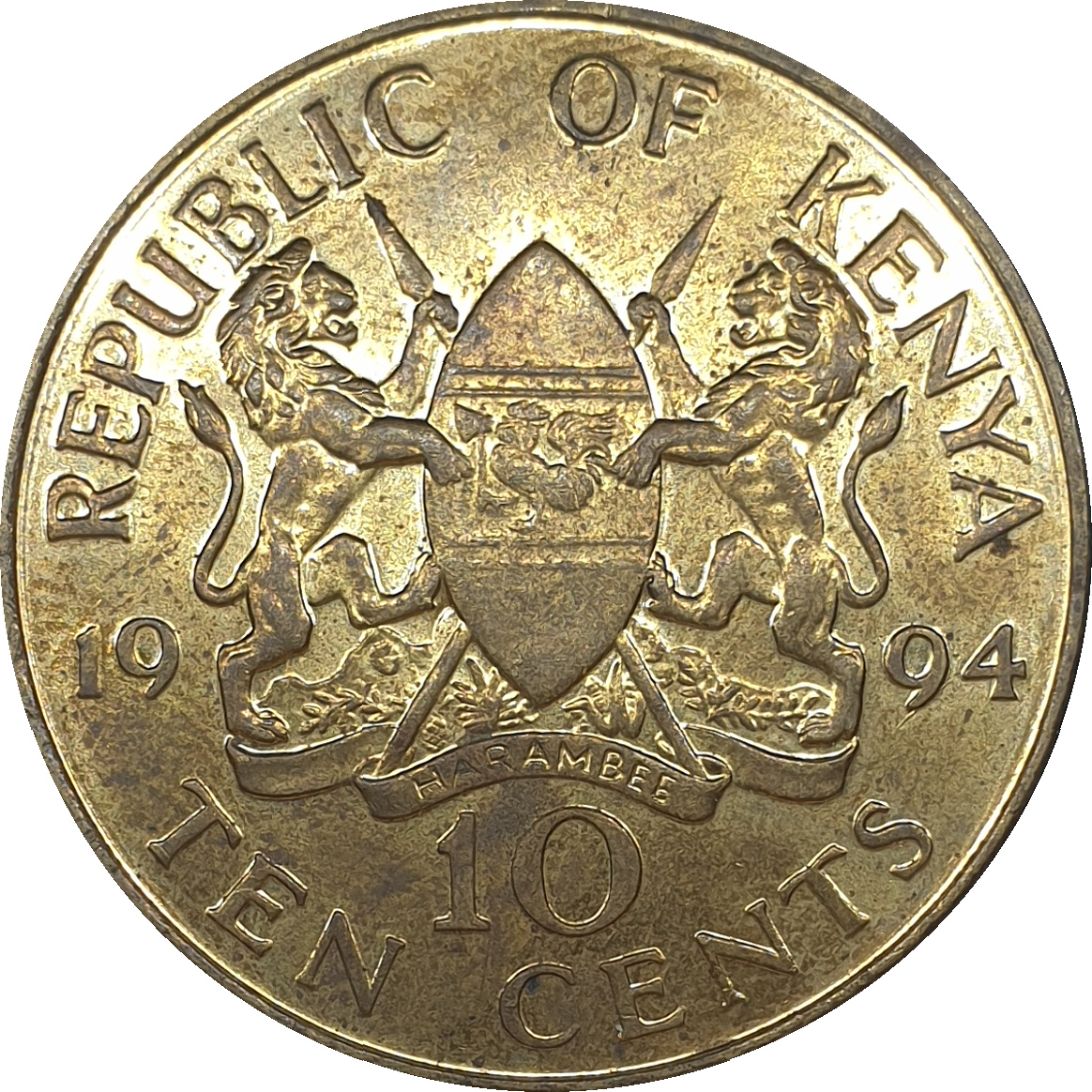 10 cents - Daniel Toroitich - Large arms - Brass plate