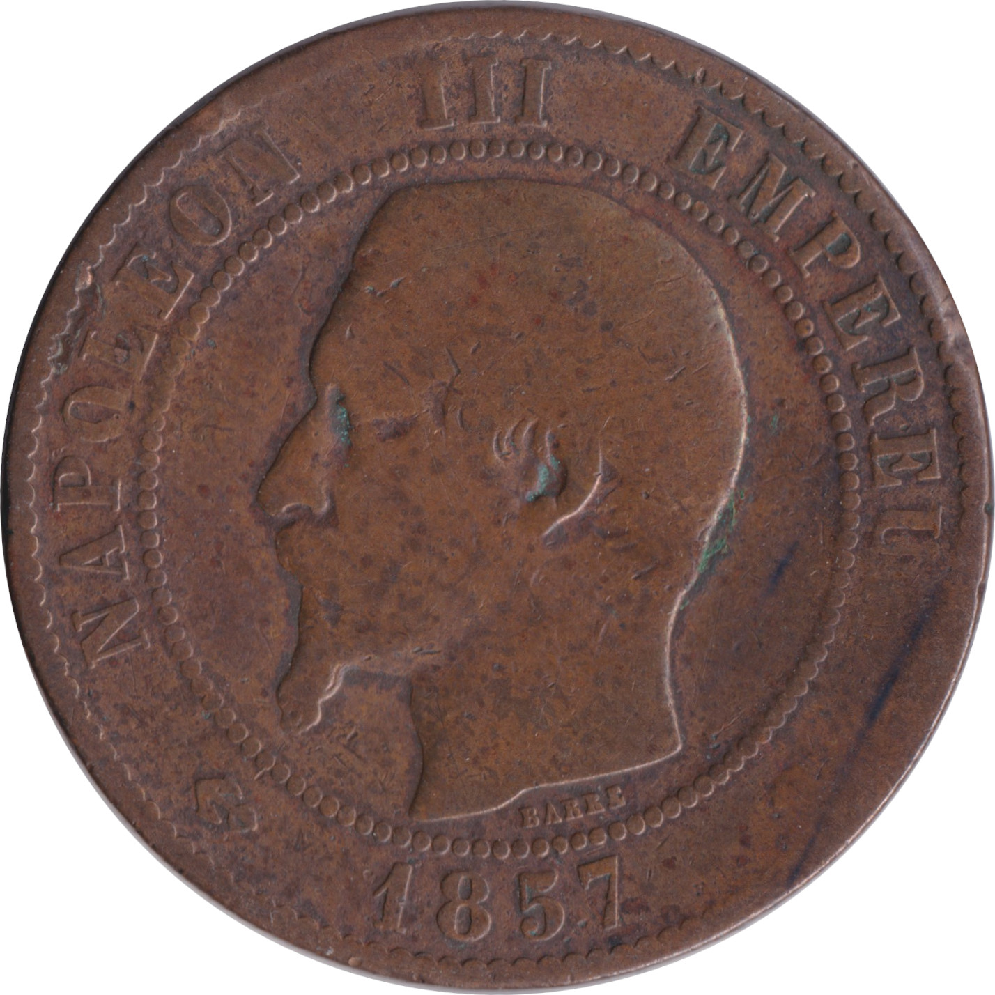 10 centimes - Napoléon III - Bare head